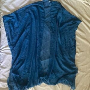 JC Sunny Indigo Blue Kimono Cotton Open Front Cardigan Beach Cover-Up One Size